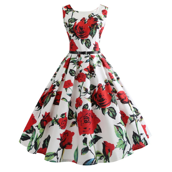 2019  women's clothing collar rose printing posed dress