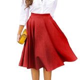 Casual Empire Waist Pleated Skirts Women Fashion Solid Knee-Length Skirts plus size faldas mujer moda